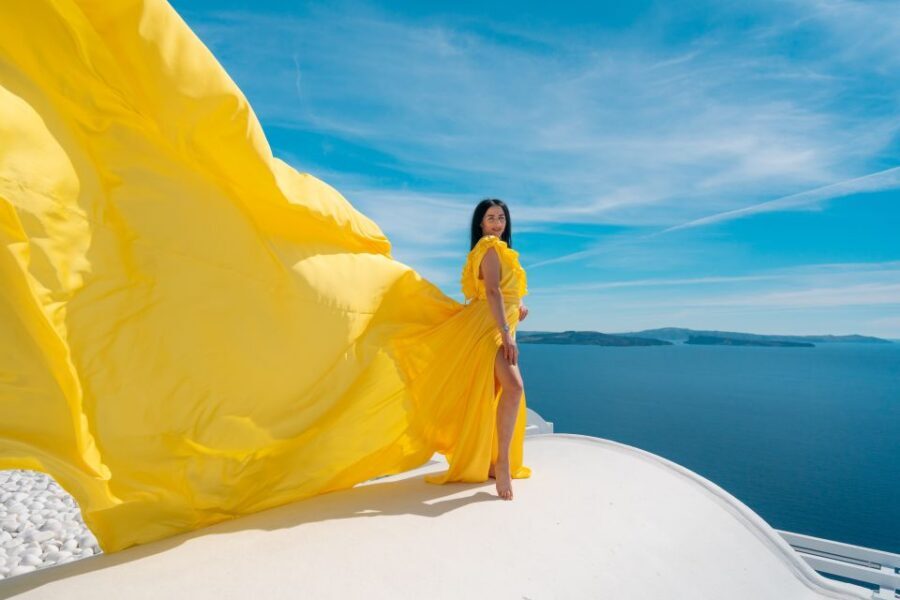 Santorini: Unique Flying Dress Photoshoot Experience - What makes the Flying Dress look work in Oia
