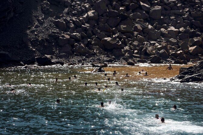 Santorini - Volcano and Hot springs - Stop 1: Volcano of Santorini at Erinia Bay, craters, and that real sulfur smell
