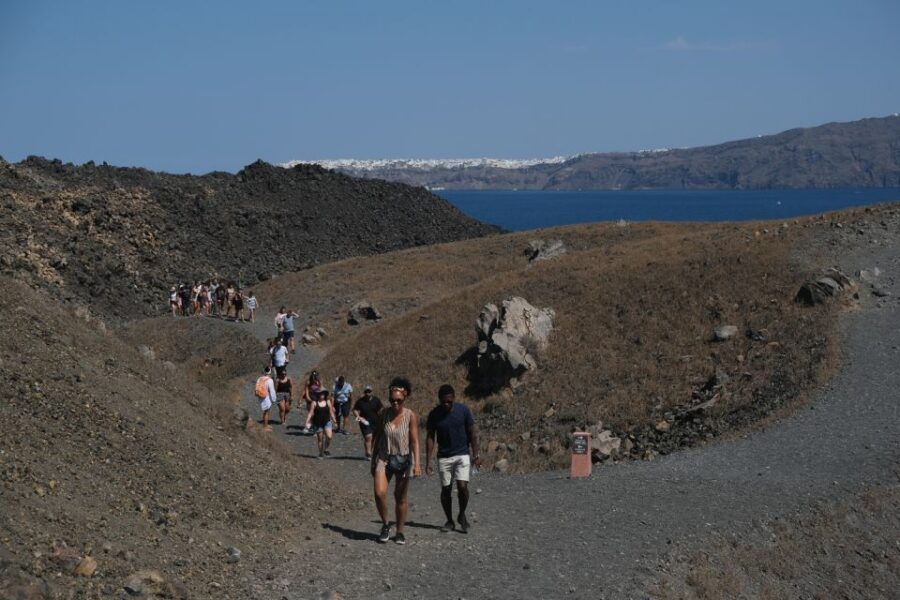 Santorini: Volcano and Hot Springs Sunset Dinner Cruise - Where This Day Goes: Nea Kameni, Palia Kameni, and Thirasia
