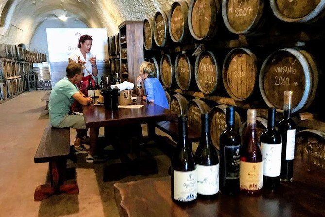 Santorini Wine and Food Experience with pick up included - Perivolos Beach taverna: fava, tomato keftedes, and Assyrtiko by the sea