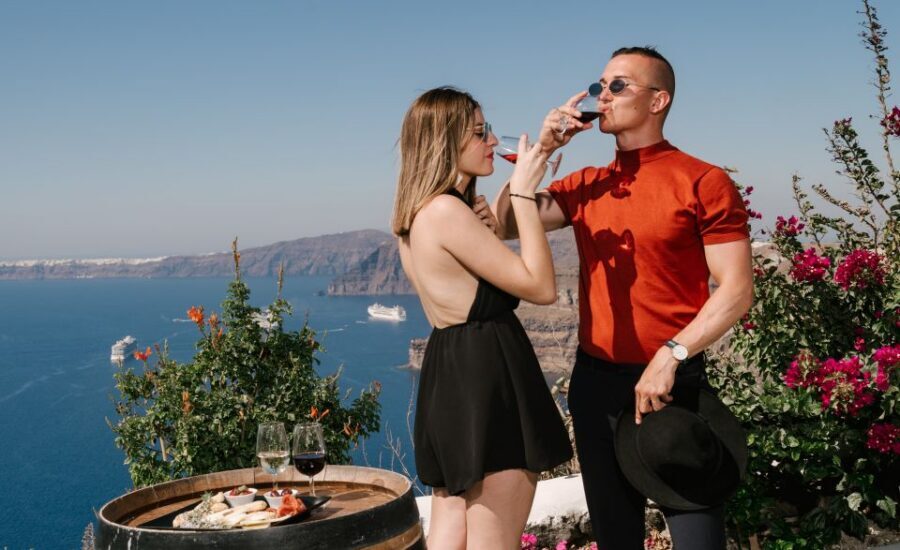 Santorini: Wine Tasting Tour to 3 Wineries with Transfer - Canava Roussos: outdoor garden tasting and a classic Santorini feel