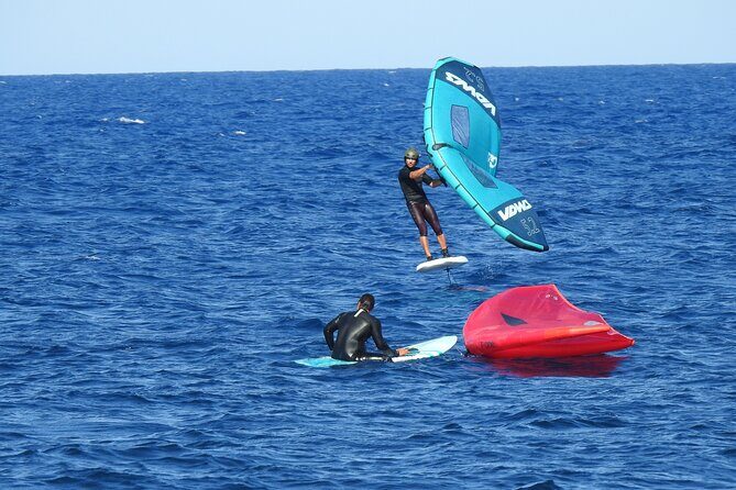 Santorini Wing Foil Surf Lesson for Beginners - Getting Into the Water: Handling, Life Jacket, and Rescue Support