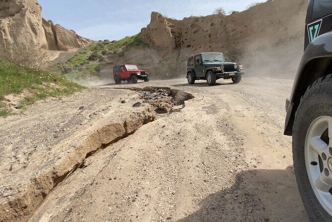 Santorini Wrangler Jeep Afternoon Convoy Tour - Eros Beach with Theros Beach Bar: your real swim and relax window