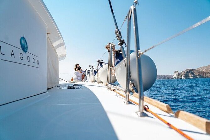 Semi Private Santorini Catamaran Tour - BBQ Lunch, Drinks, WiFi, and the Small Comfort Details