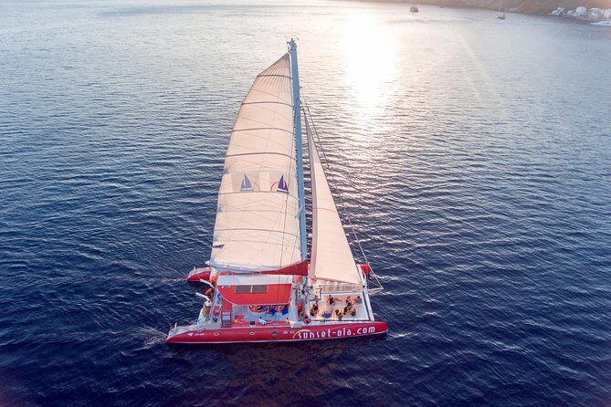 Sunset Sailing Catamaran Cruise in Santorini with BBQ and Drinks - The Ancient Lighthouse View From the Sea